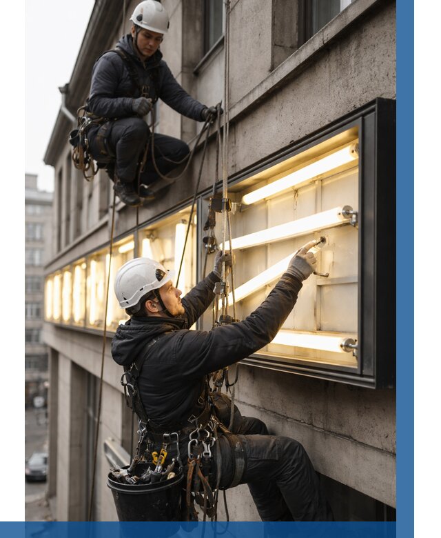 Замена ламп в вывеске в Коркине под ключ от 3633 р. | ВЫСОТНИК-Крк