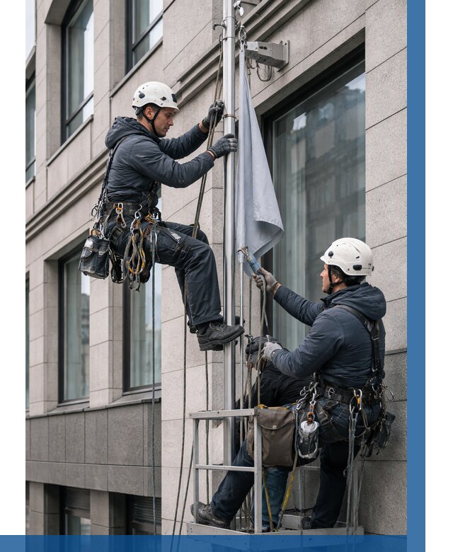 Установка флагов на фасаде в Коркине от 4671 р. | ВЫСОТНИК-Крк