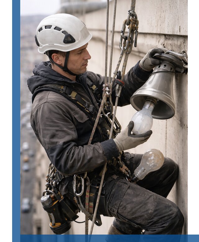 Замена ламп на высоте в Коркине профессионально и быстро