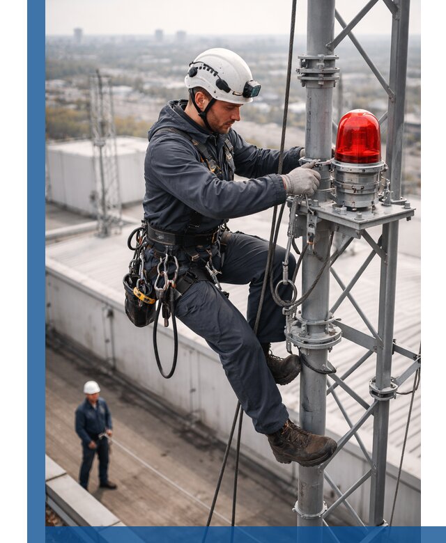 Монтаж заградительных огней и обслуживание объектов в Коркине