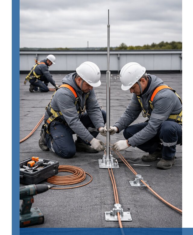 Монтаж молниезащиты на кровле в Коркине под ключ с гарантией