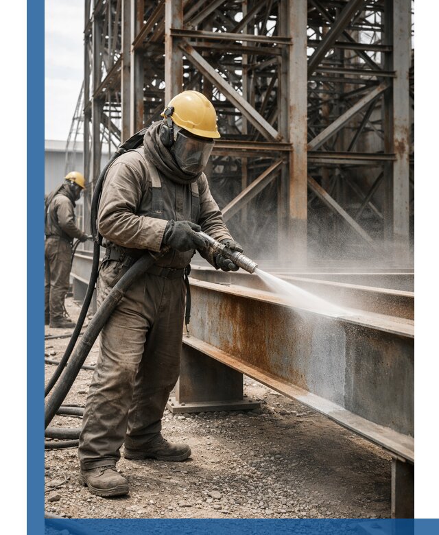 Пескоструйная очистка металлоконструкций в Коркине промышленная