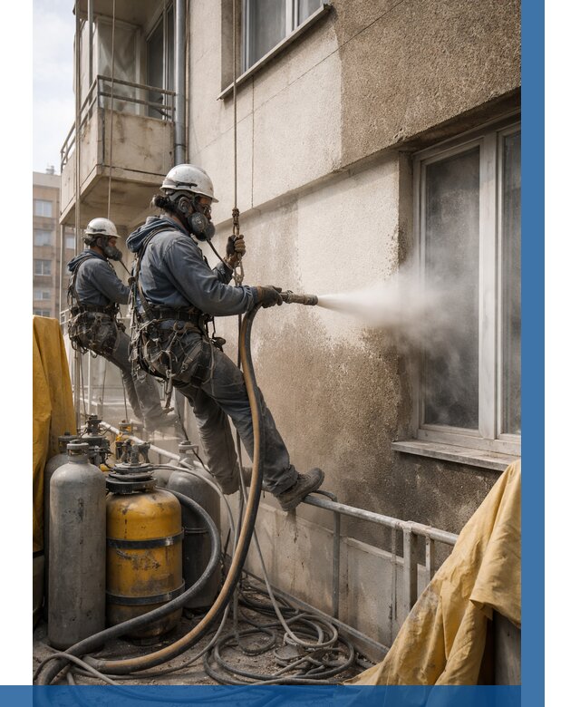 Пескоструйная очистка фасада в Коркине от 675 р. | ВЫСОТНИК-Крк