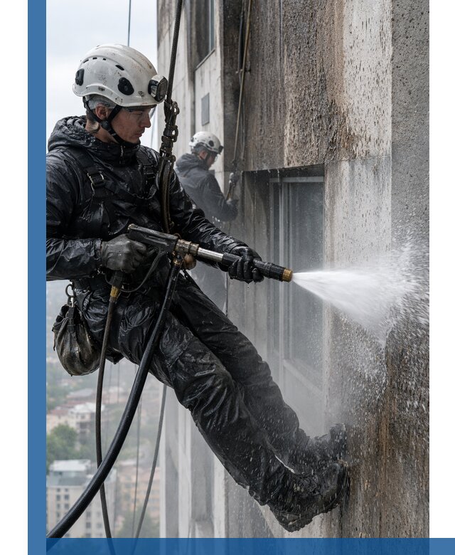 Гидроструйная очистка фасадов и конструкций в Коркине