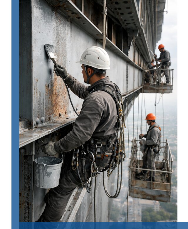 Покраска металлоконструкций на высоте в Коркине профессионально