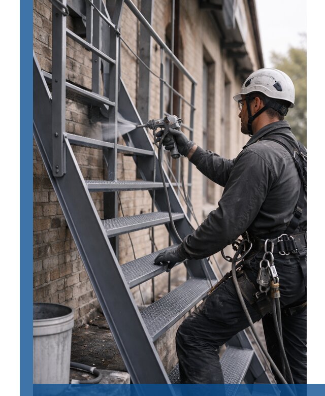 Покраска и антикоррозионная защита пожарных лестниц в Коркине