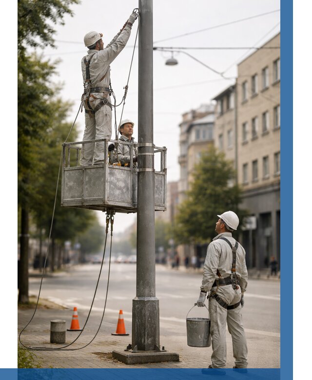 Покраска опор освещения в Коркине от 5191 р. | ВЫСОТНИК-Крк
