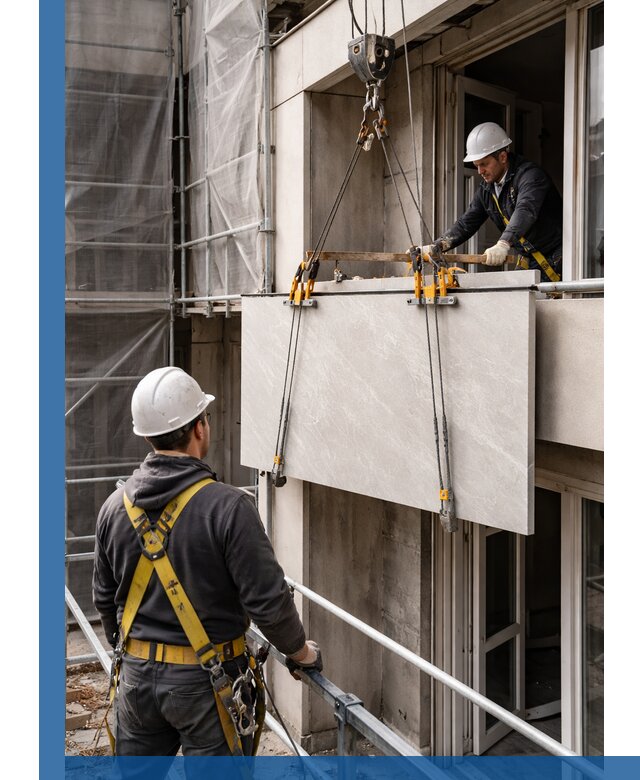 Подъем керамогранита на этаж в Коркине грузчиками и техникой