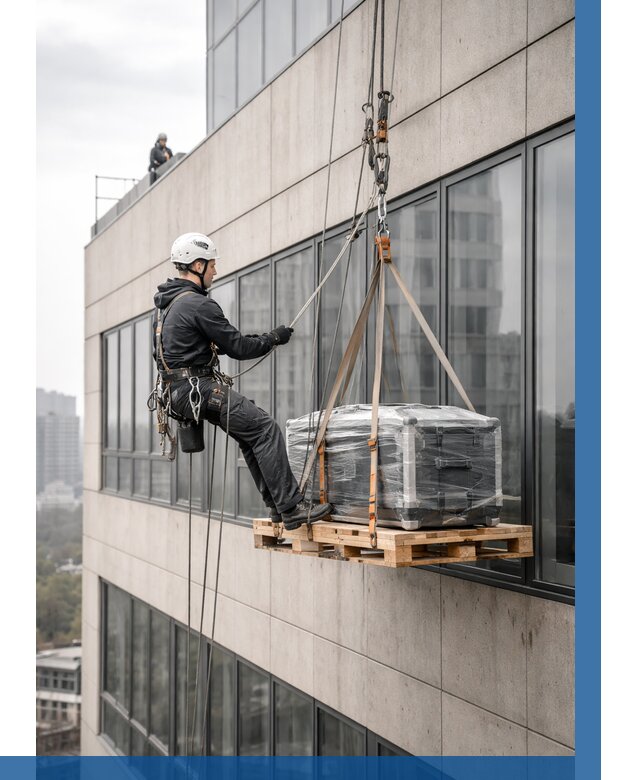 Спуск груза по фасаду в Коркине от 3633 р. | ВЫСОТНИК-Крк