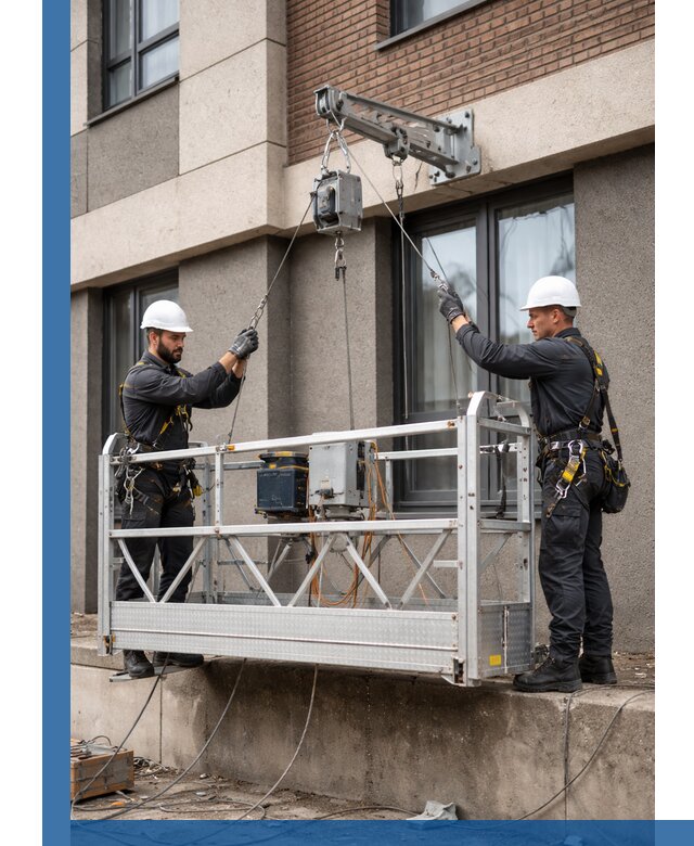 Монтаж и подъем фасадной люльки в Коркине с гарантией безопасности