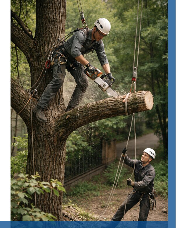Спил деревьев альпинистами в Коркине от 8305 р. | ВЫСОТНИК-Крк
