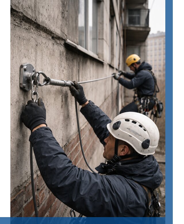 Монтаж анкерных линий в Коркине от 3114 р. | ВЫСОТНИК-Крк