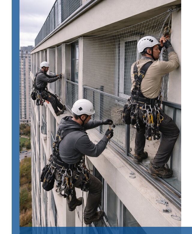 Профессиональный монтаж защитной сетки от птиц в Коркине