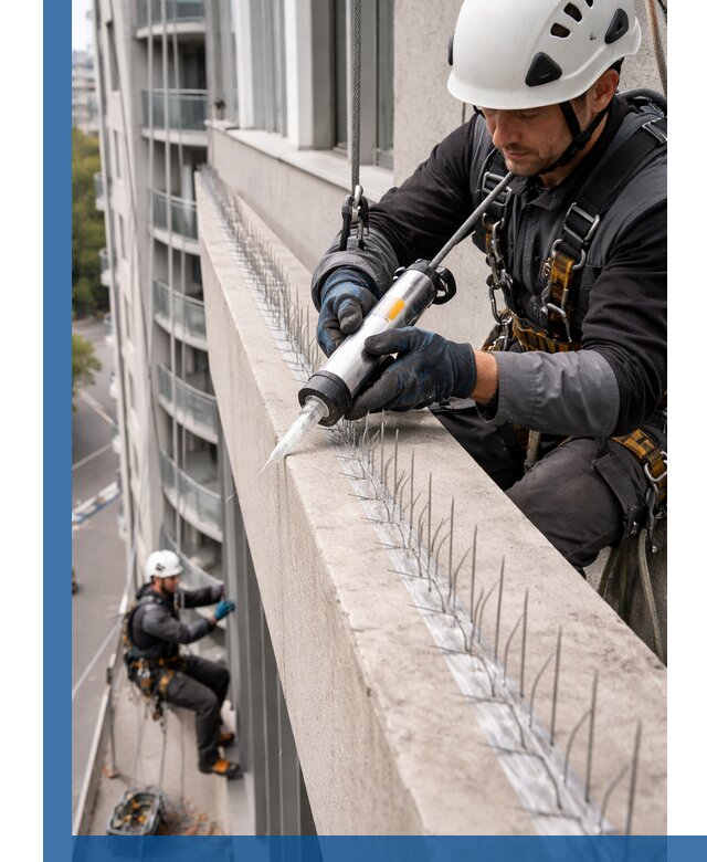 Установка шипов от птиц на фасадах и кровлях в Коркине